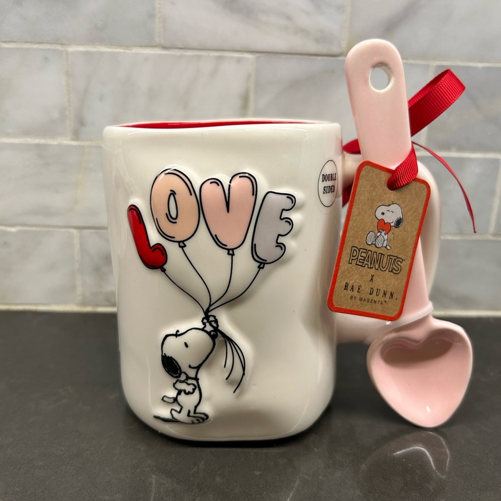 NEW Rae Dunn Peanuts Snoopy LOVE Mug Set